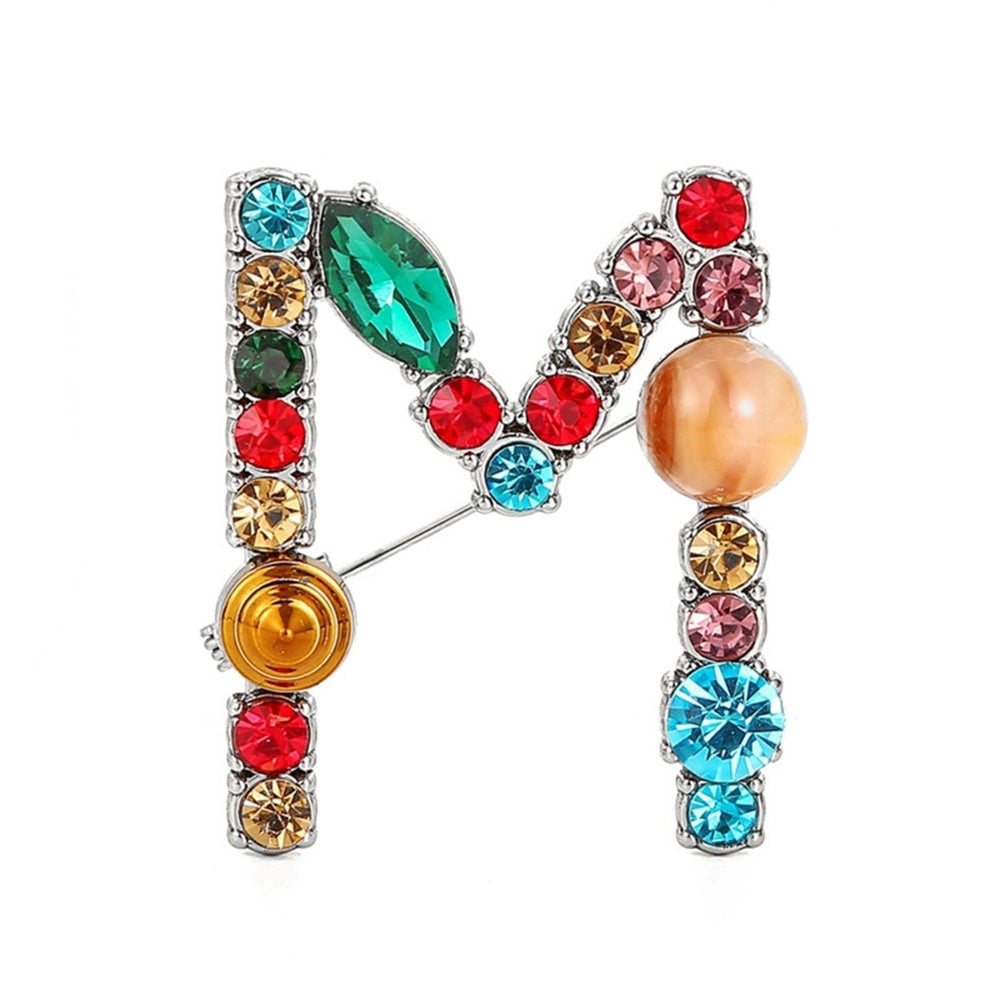 Brooch Exquisite Beautiful Colorful Letter Brooch Pin for Banquet Image 2