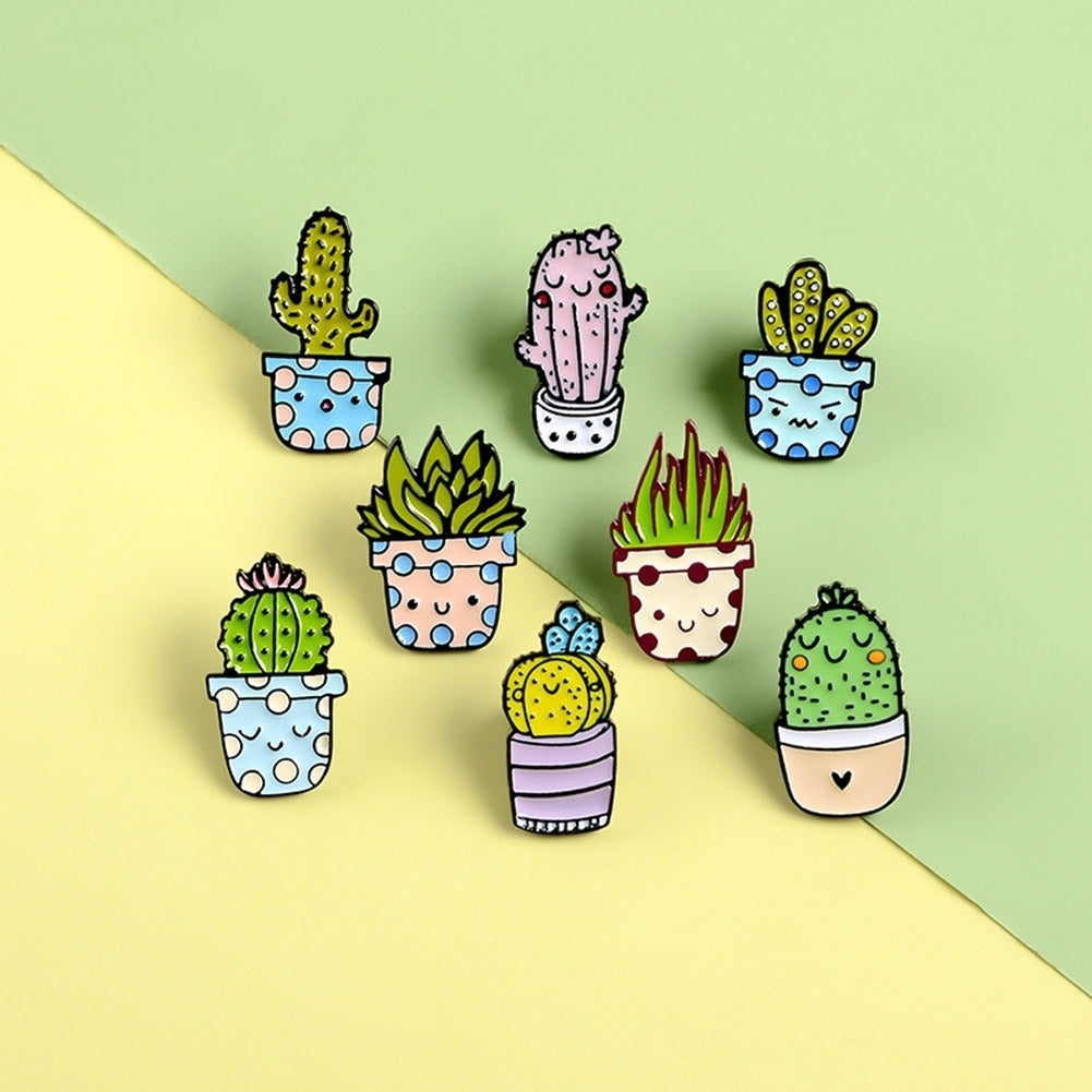 Unisex Cute Cartoon Cactus Succulent Enamel Plant Brooch Pin Badge Jewelry Gift Image 1