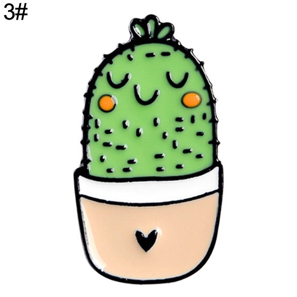 Unisex Cute Cartoon Cactus Succulent Enamel Plant Brooch Pin Badge Jewelry Gift Image 4