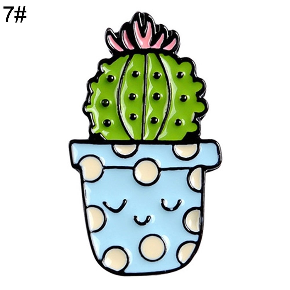 Unisex Cute Cartoon Cactus Succulent Enamel Plant Brooch Pin Badge Jewelry Gift Image 6