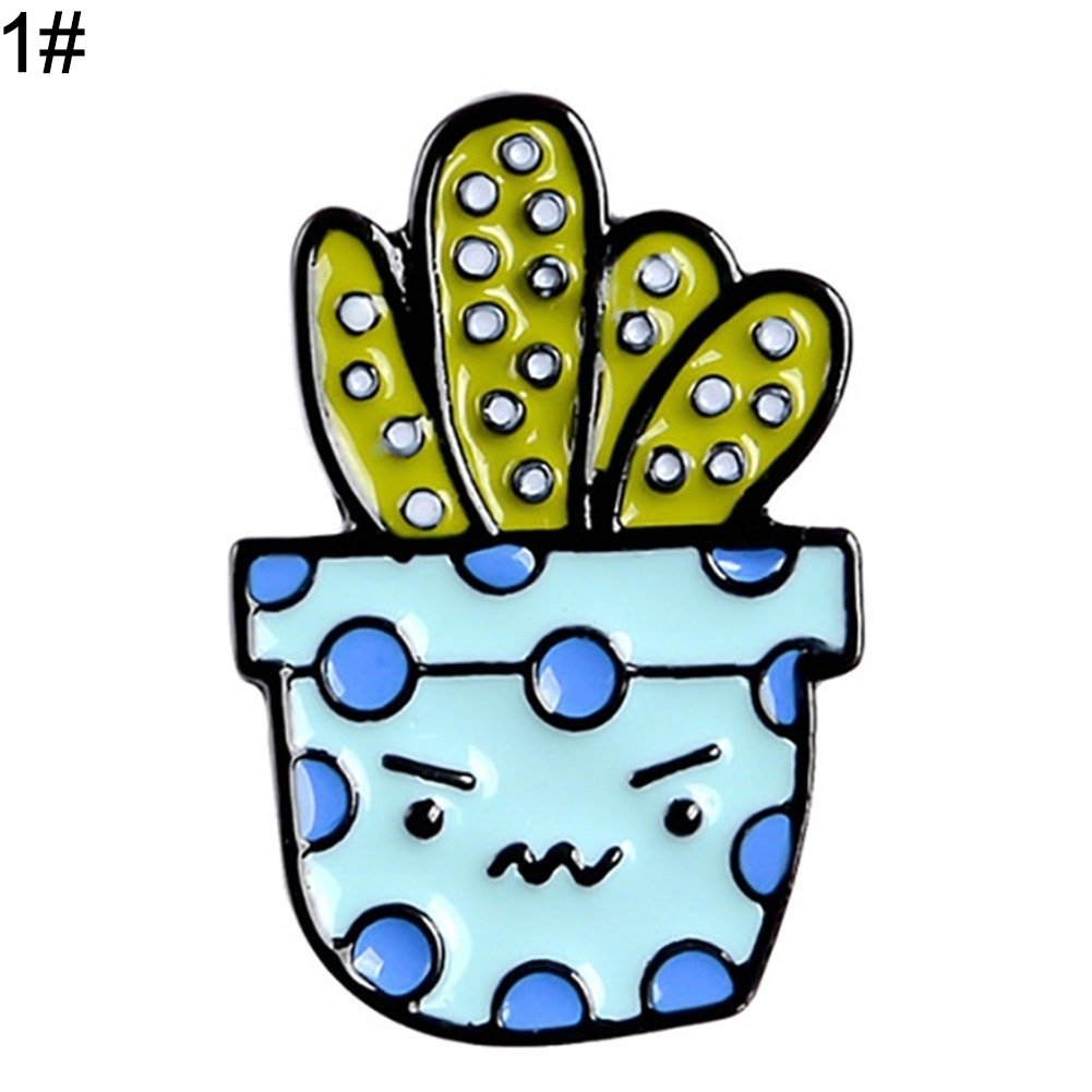 Unisex Cute Cartoon Cactus Succulent Enamel Plant Brooch Pin Badge Jewelry Gift Image 9