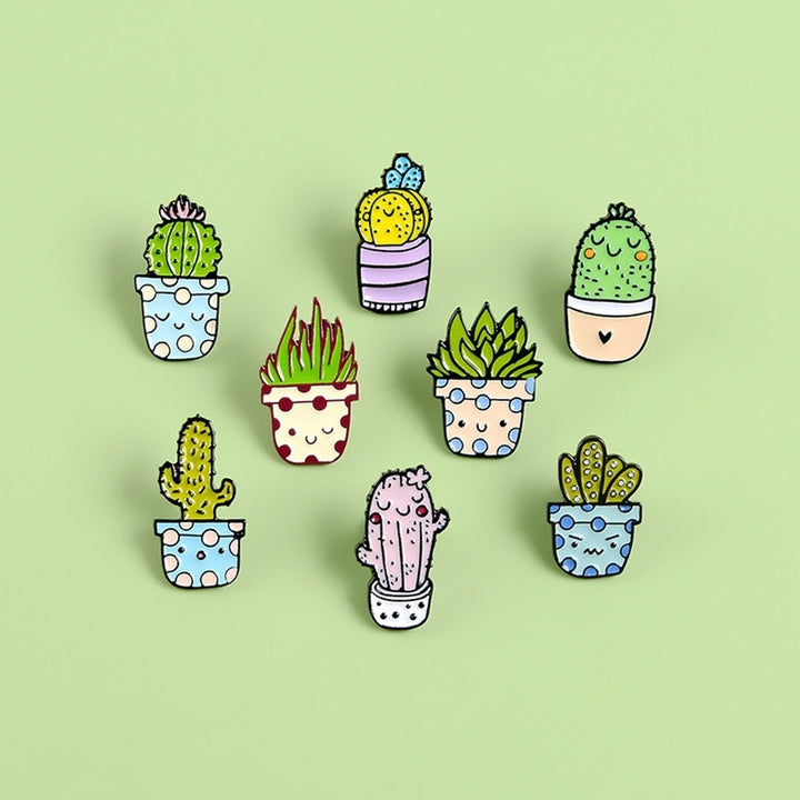 Unisex Cute Cartoon Cactus Succulent Enamel Plant Brooch Pin Badge Jewelry Gift Image 10