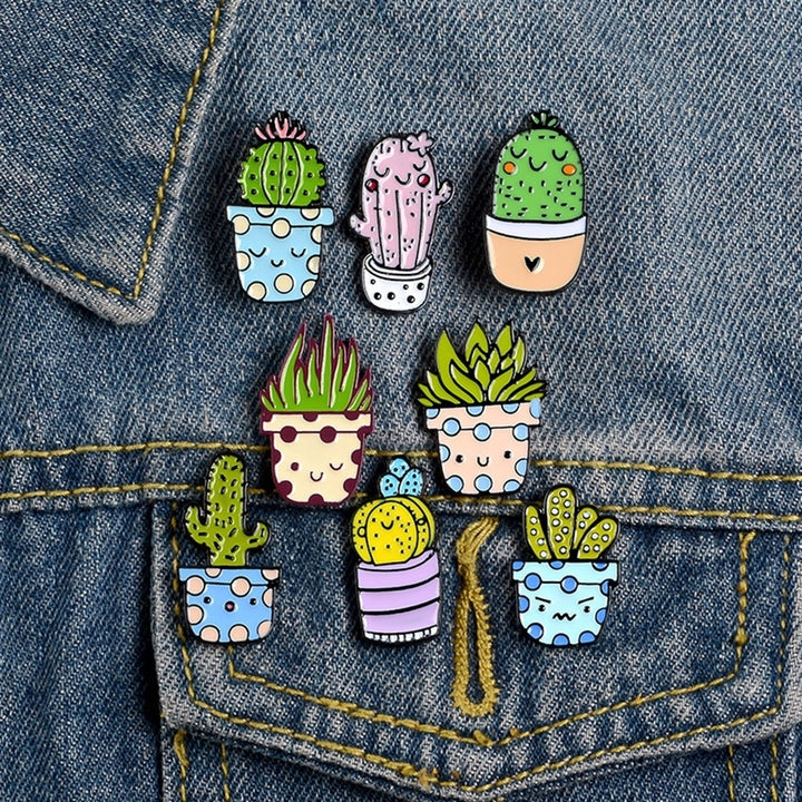 Unisex Cute Cartoon Cactus Succulent Enamel Plant Brooch Pin Badge Jewelry Gift Image 12