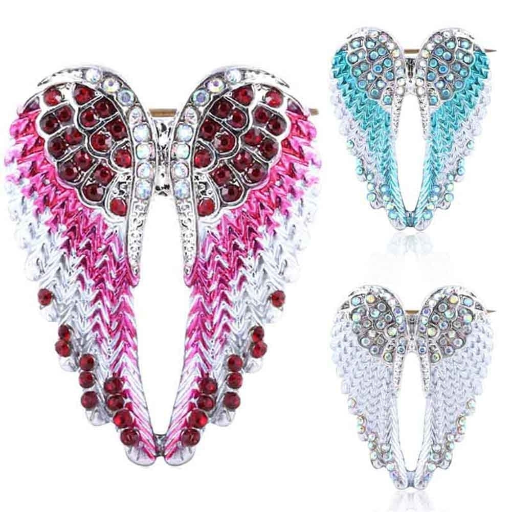 Women Rhinestone Inlaid Angel Wing Brooch Pin Cardigan Scarf Corsage Badge Decor Image 1