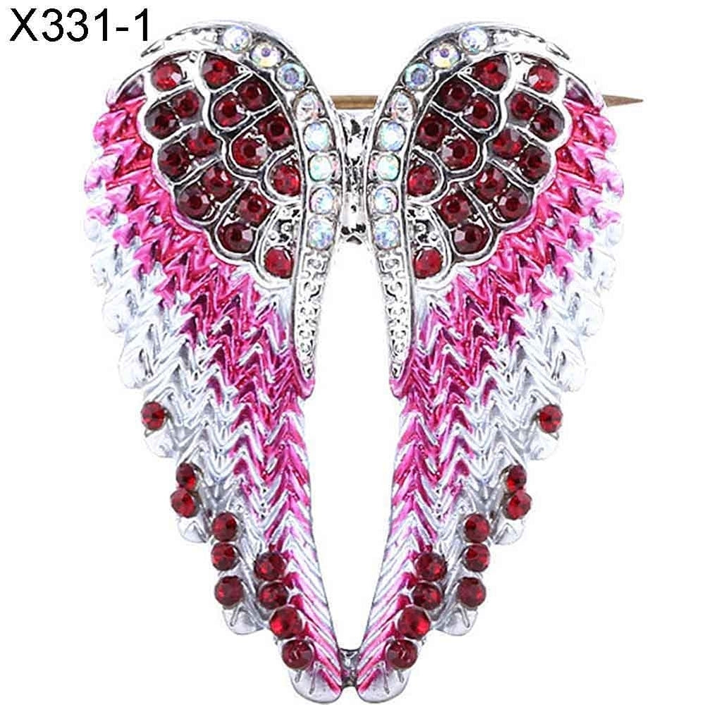 Women Rhinestone Inlaid Angel Wing Brooch Pin Cardigan Scarf Corsage Badge Decor Image 2