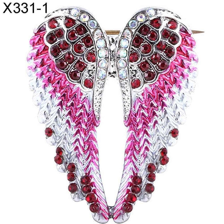 Women Rhinestone Inlaid Angel Wing Brooch Pin Cardigan Scarf Corsage Badge Decor Image 1