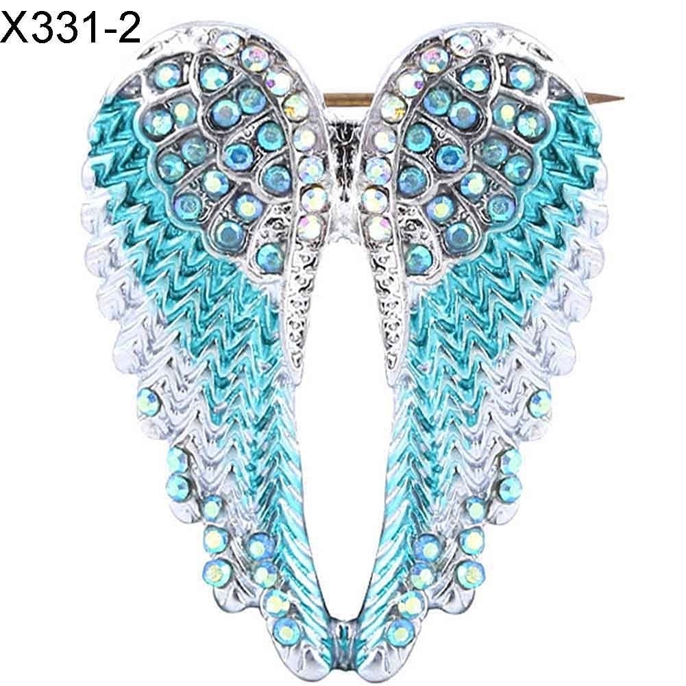 Women Rhinestone Inlaid Angel Wing Brooch Pin Cardigan Scarf Corsage Badge Decor Image 3