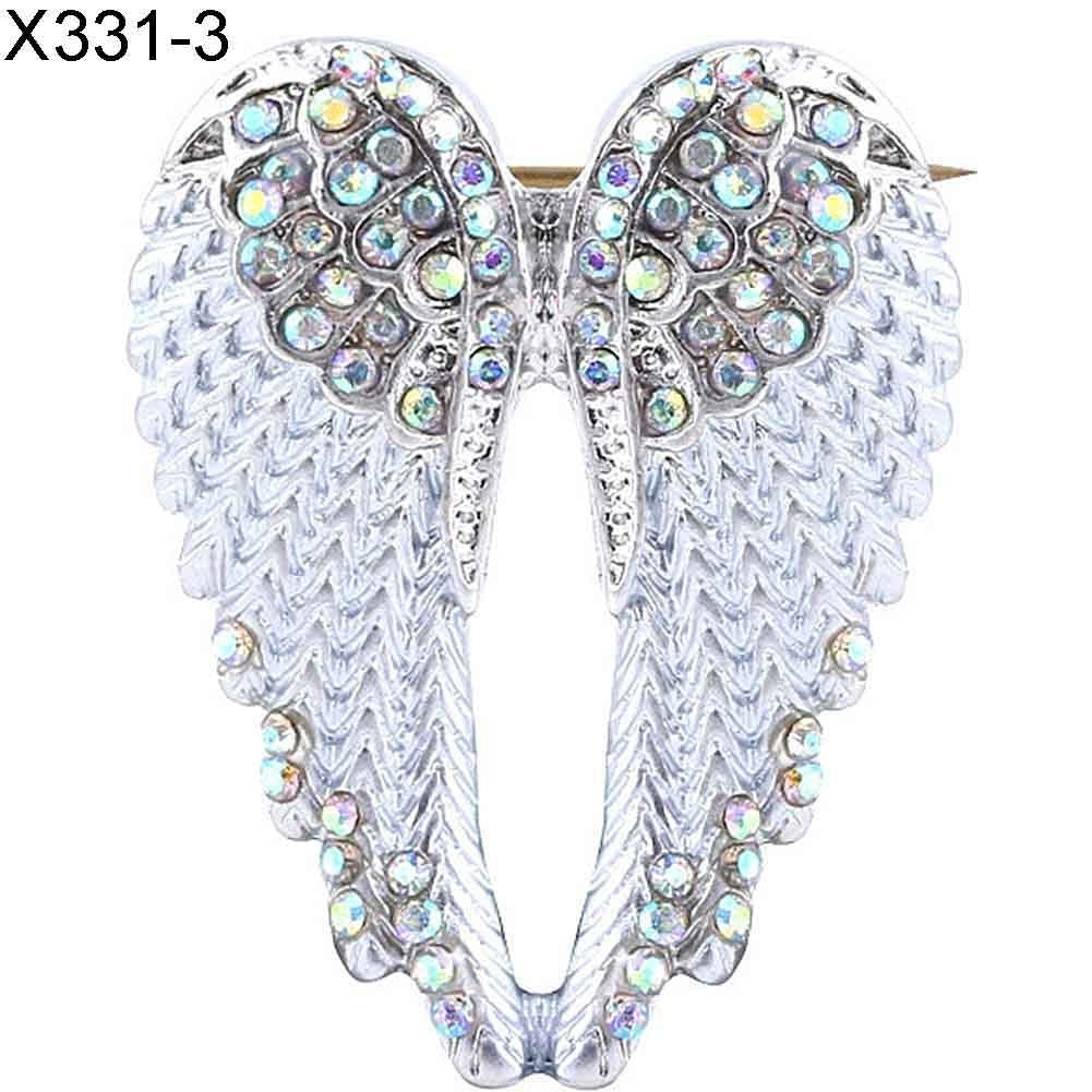 Women Rhinestone Inlaid Angel Wing Brooch Pin Cardigan Scarf Corsage Badge Decor Image 4