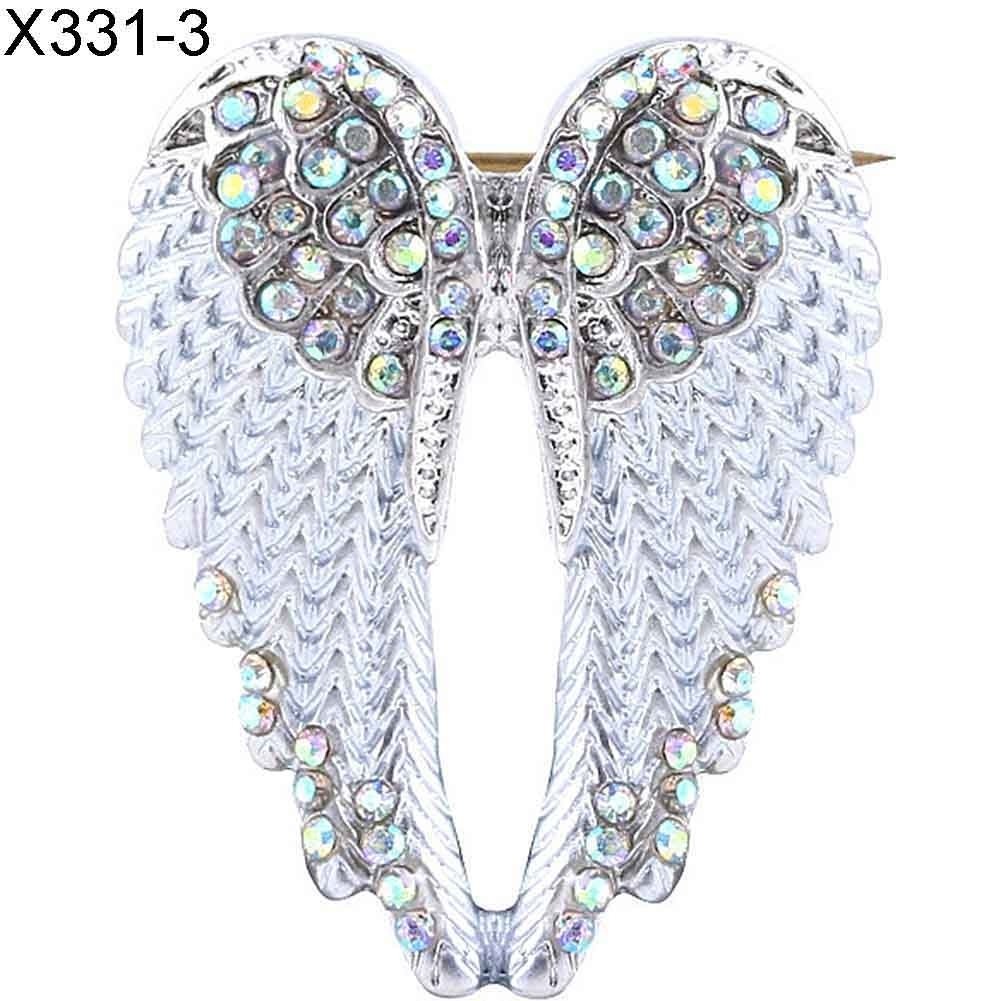 Women Rhinestone Inlaid Angel Wing Brooch Pin Cardigan Scarf Corsage Badge Decor Image 1