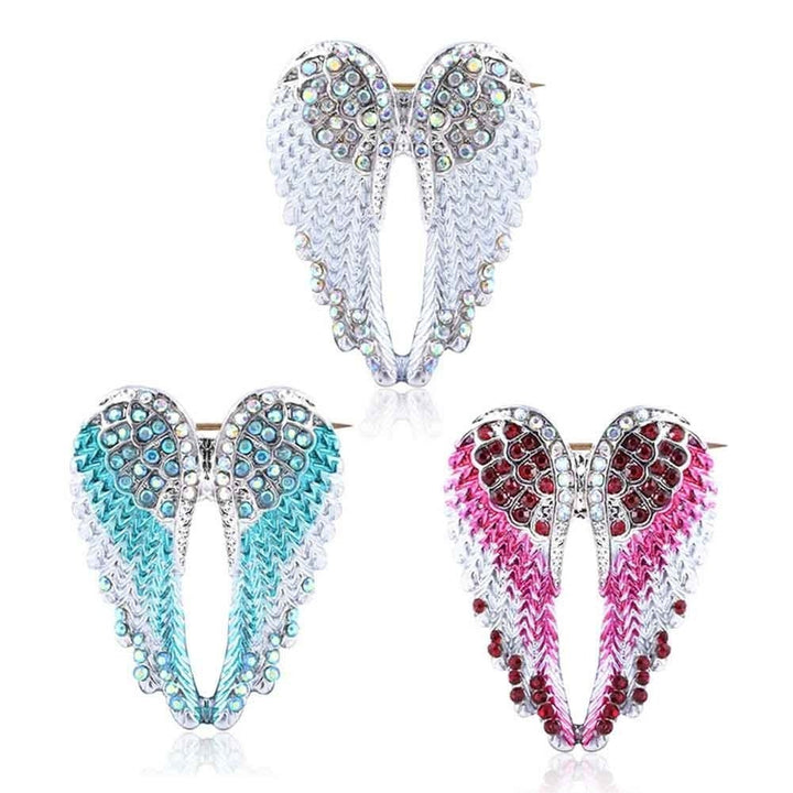 Women Rhinestone Inlaid Angel Wing Brooch Pin Cardigan Scarf Corsage Badge Decor Image 8