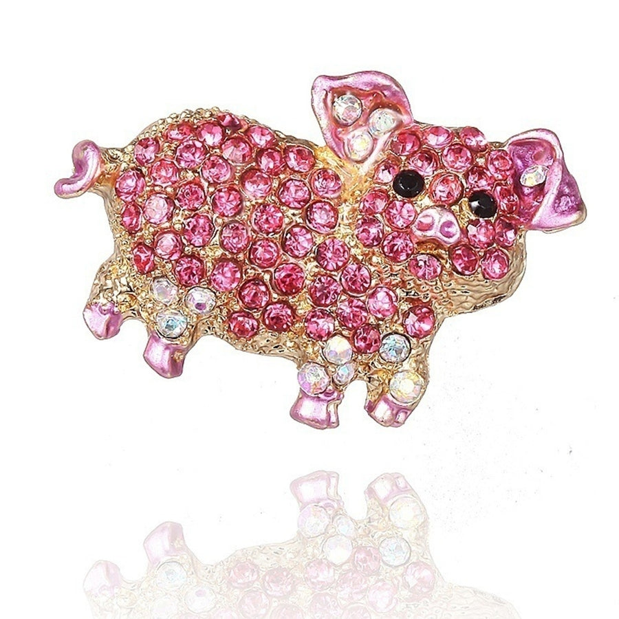 Women Rhinestone Inlaid Pig Brooch Pin Corsage Bag Badge Cloth Jewelry Accessory Image 1
