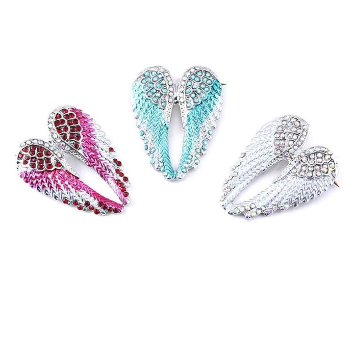 Women Rhinestone Inlaid Angel Wing Brooch Pin Cardigan Scarf Corsage Badge Decor Image 9