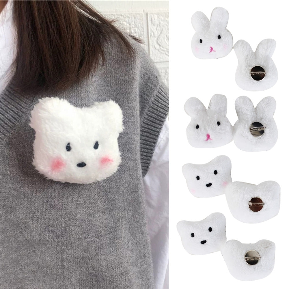 Lovely Rabbit Bear Plush Doll Brooch Pin Bag Decoration Jacket Lapel Accessory Image 1