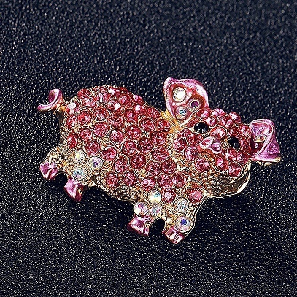 Women Rhinestone Inlaid Pig Brooch Pin Corsage Bag Badge Cloth Jewelry Accessory Image 4