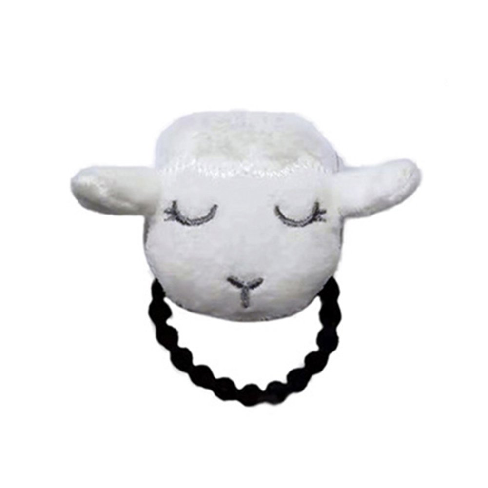 Cute Girls 3D Plush Lamb Elastic Hair Rope Ponytail Holder Brooch Pin Bag Decor Image 3