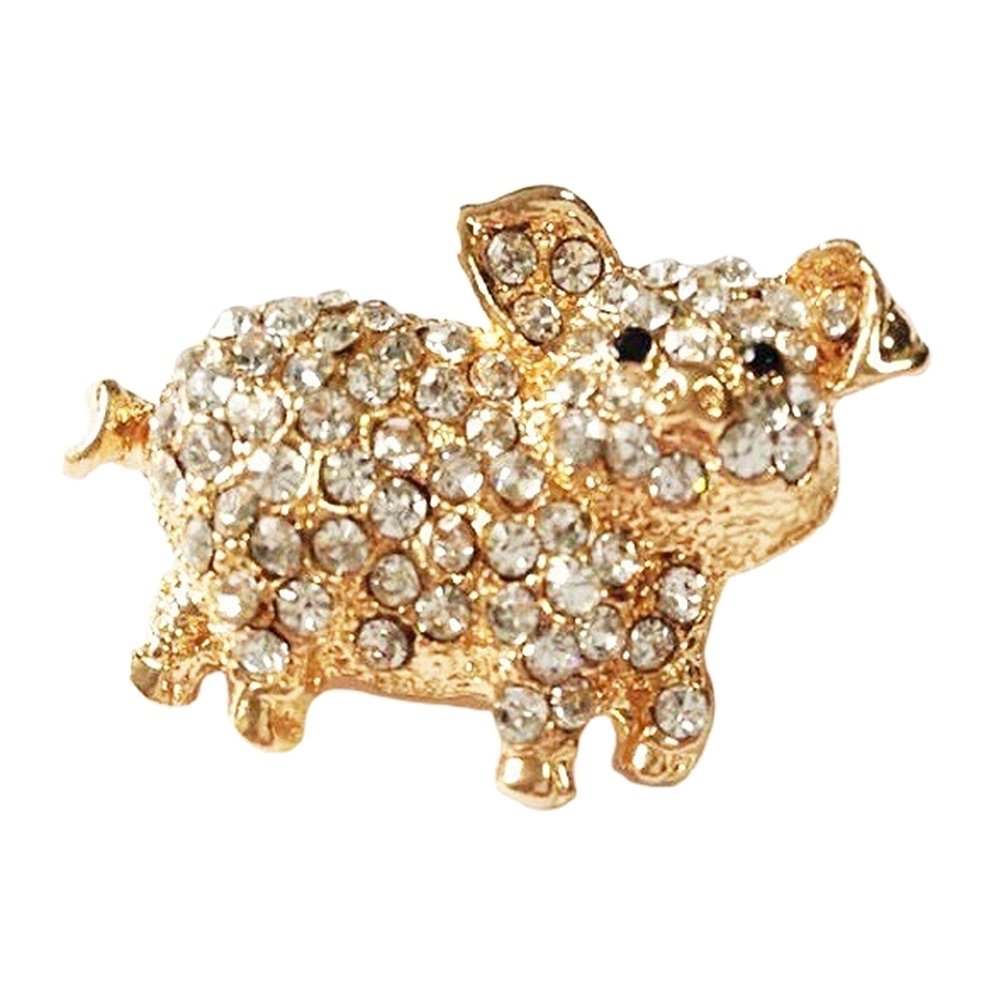 Women Rhinestone Inlaid Pig Brooch Pin Corsage Bag Badge Cloth Jewelry Accessory Image 6