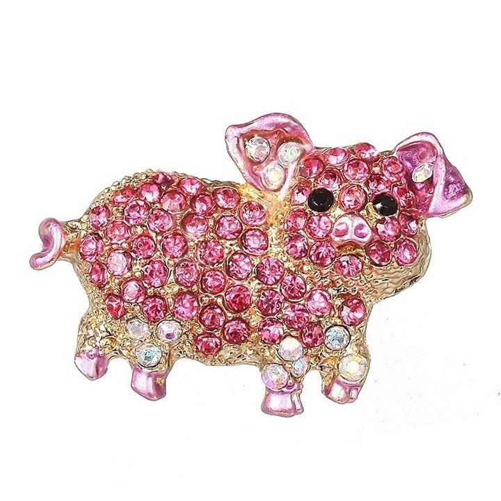 Women Rhinestone Inlaid Pig Brooch Pin Corsage Bag Badge Cloth Jewelry Accessory Image 8