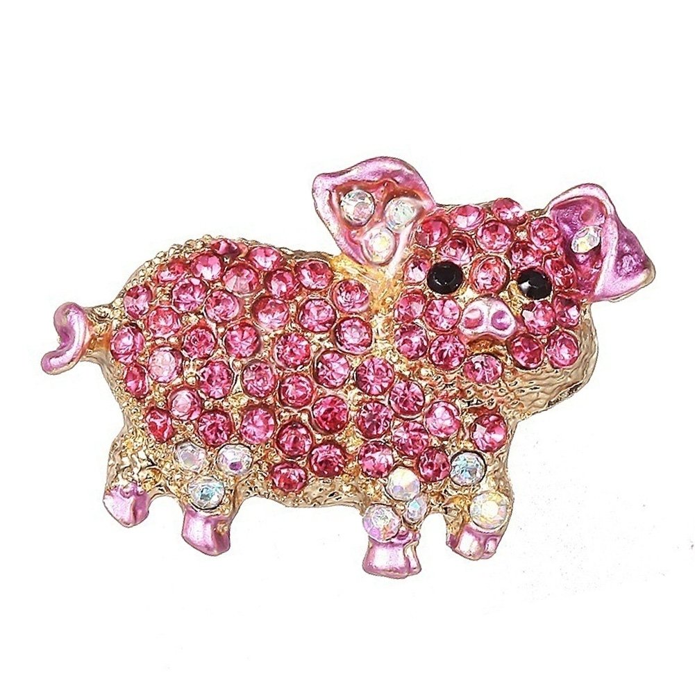 Women Rhinestone Inlaid Pig Brooch Pin Corsage Bag Badge Cloth Jewelry Accessory Image 1