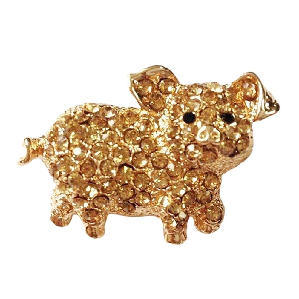 Women Rhinestone Inlaid Pig Brooch Pin Corsage Bag Badge Cloth Jewelry Accessory Image 9