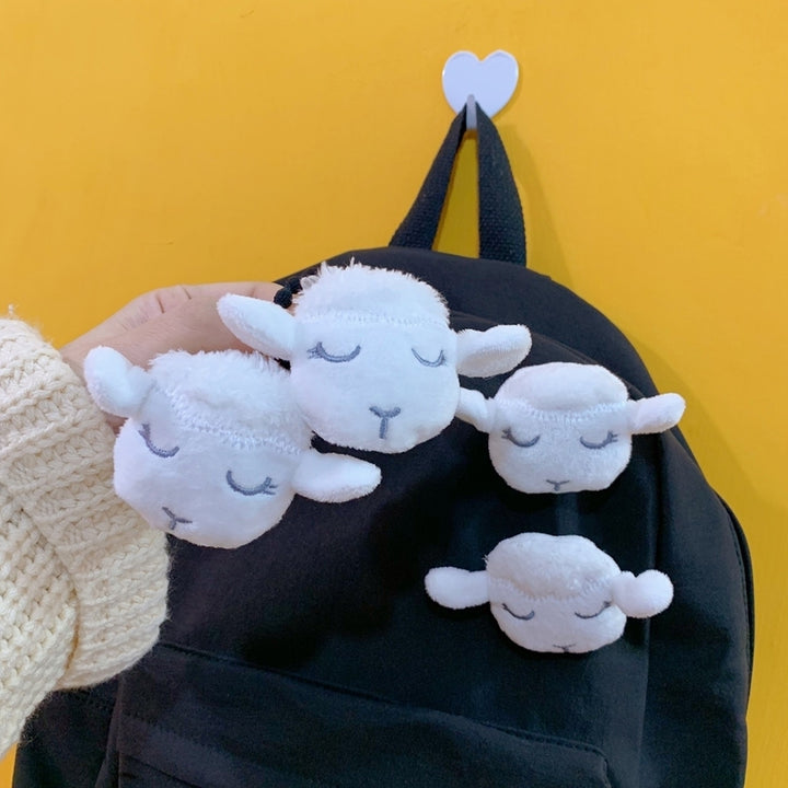 Cute Girls 3D Plush Lamb Elastic Hair Rope Ponytail Holder Brooch Pin Bag Decor Image 8