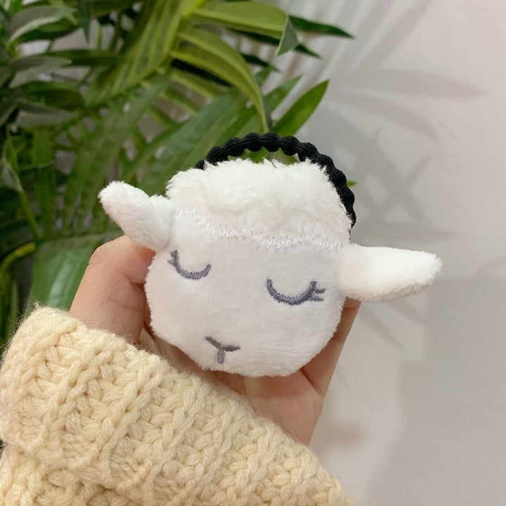 Cute Girls 3D Plush Lamb Elastic Hair Rope Ponytail Holder Brooch Pin Bag Decor Image 12