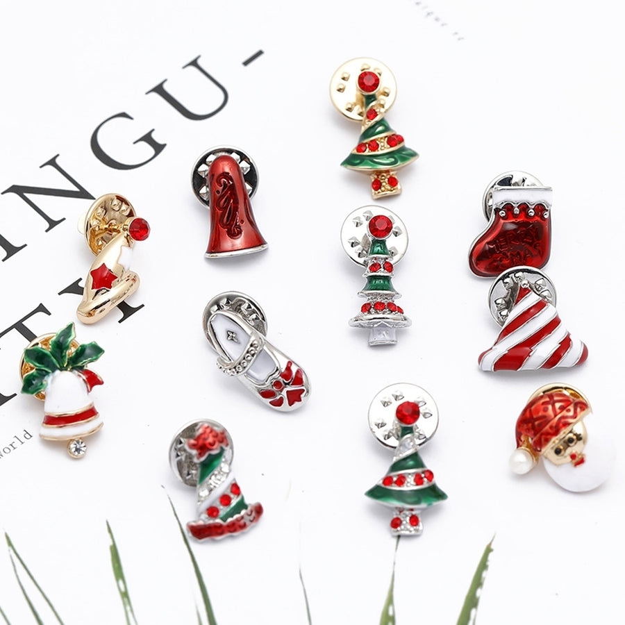 Cute Alloy Christmas Xmas Tree Santa Claus Stocking Hat Brooch Pin Jewelry Gift Image 1