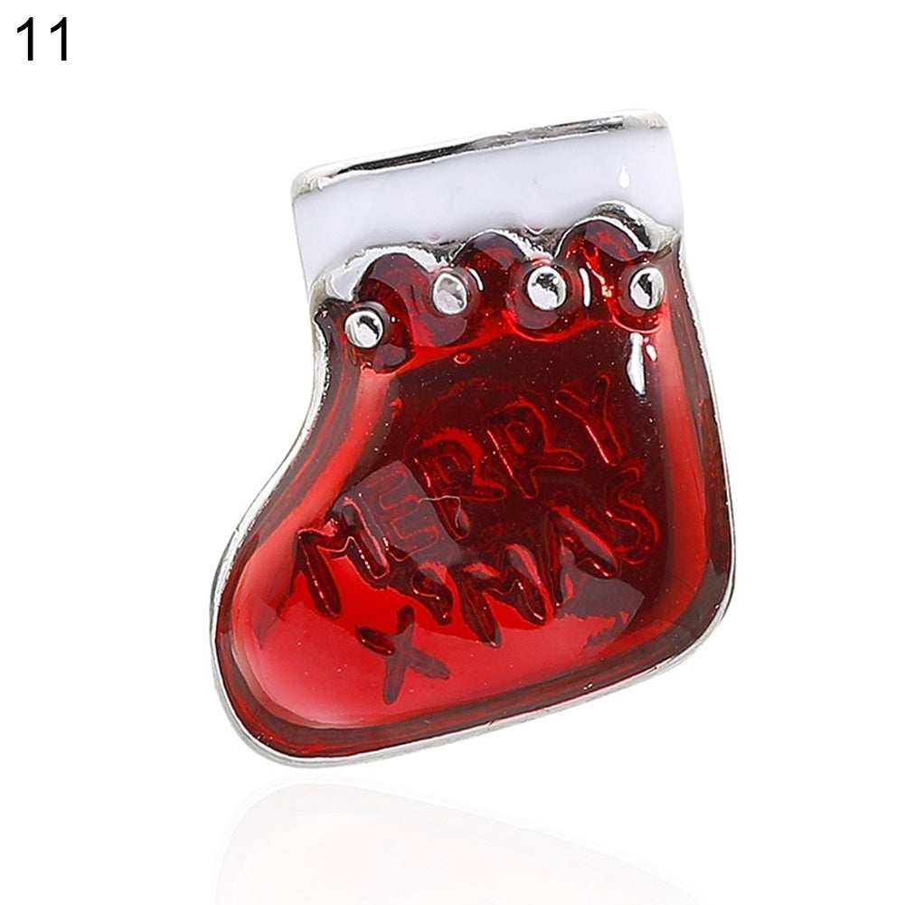 Cute Alloy Christmas Xmas Tree Santa Claus Stocking Hat Brooch Pin Jewelry Gift Image 3