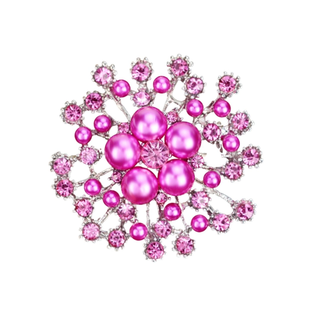 Ladies Snowflake Faux Pearl Rhinestone Decor Brooch Pin Corsage Fashion Gift Image 9