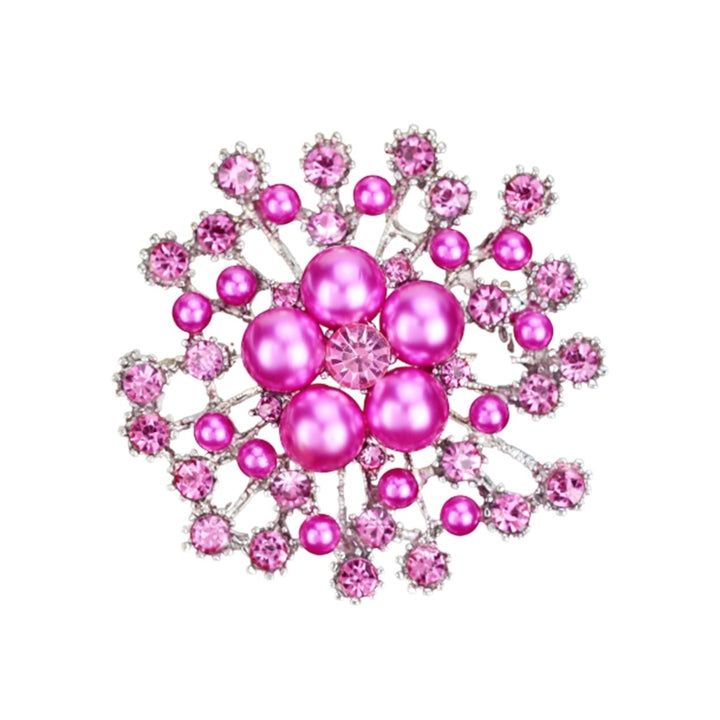 Ladies Snowflake Faux Pearl Rhinestone Decor Brooch Pin Corsage Fashion Gift Image 9