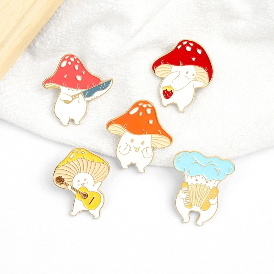 Cartoon Cute Mushroom Knife Guitar Enamel Student Brooch Pin Badge Jewelry Gift Image 7