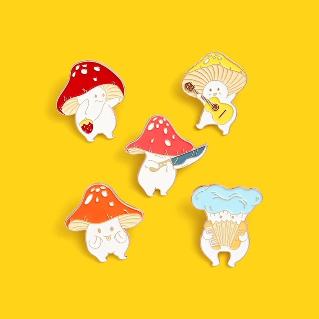 Cartoon Cute Mushroom Knife Guitar Enamel Student Brooch Pin Badge Jewelry Gift Image 9