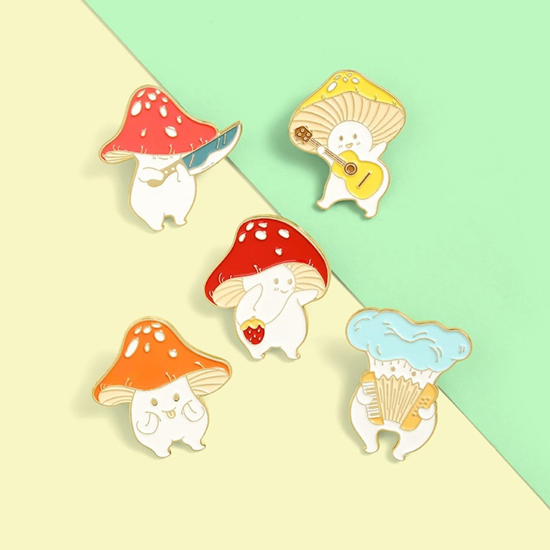 Cartoon Cute Mushroom Knife Guitar Enamel Student Brooch Pin Badge Jewelry Gift Image 10