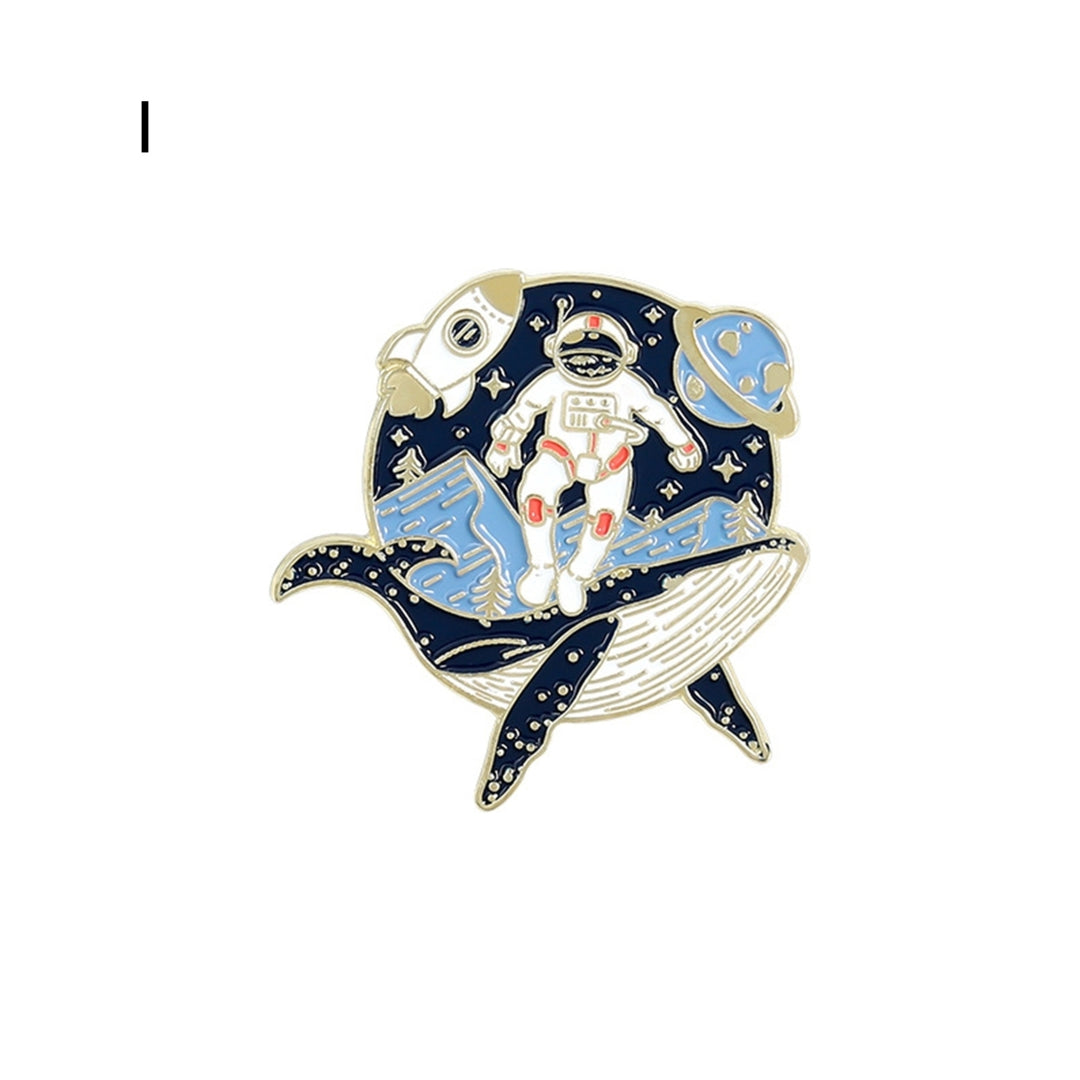 Cartoon Astronaut Whale Planet Drifting Wishing Bottle Brooch Lapel Pin Badge Image 6