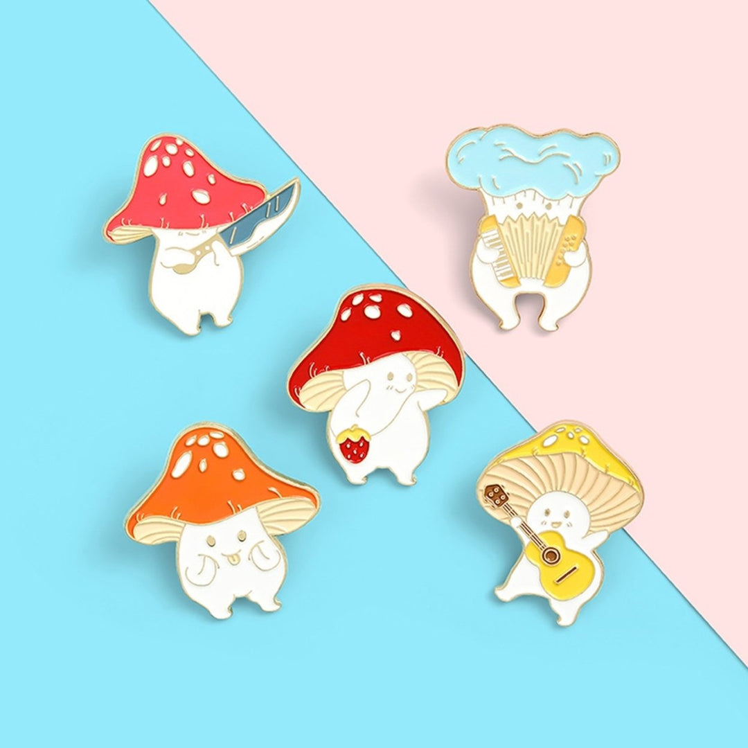 Cartoon Cute Mushroom Knife Guitar Enamel Student Brooch Pin Badge Jewelry Gift Image 12