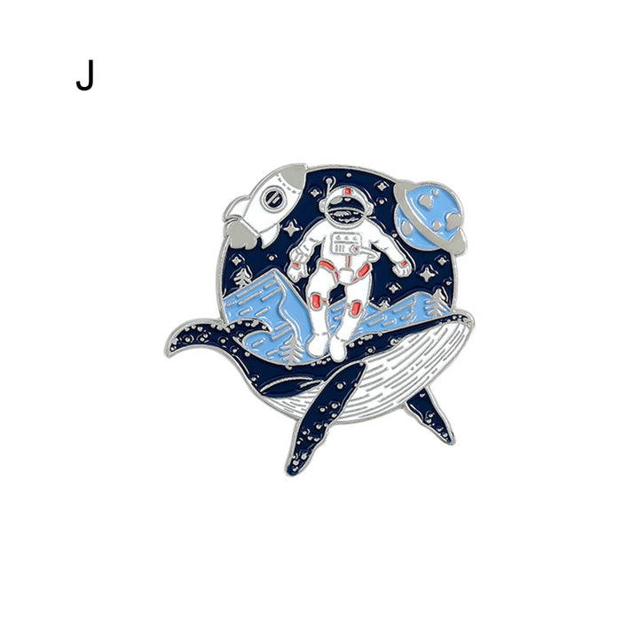 Cartoon Astronaut Whale Planet Drifting Wishing Bottle Brooch Lapel Pin Badge Image 7