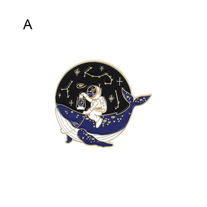 Cartoon Astronaut Whale Planet Drifting Wishing Bottle Brooch Lapel Pin Badge Image 1