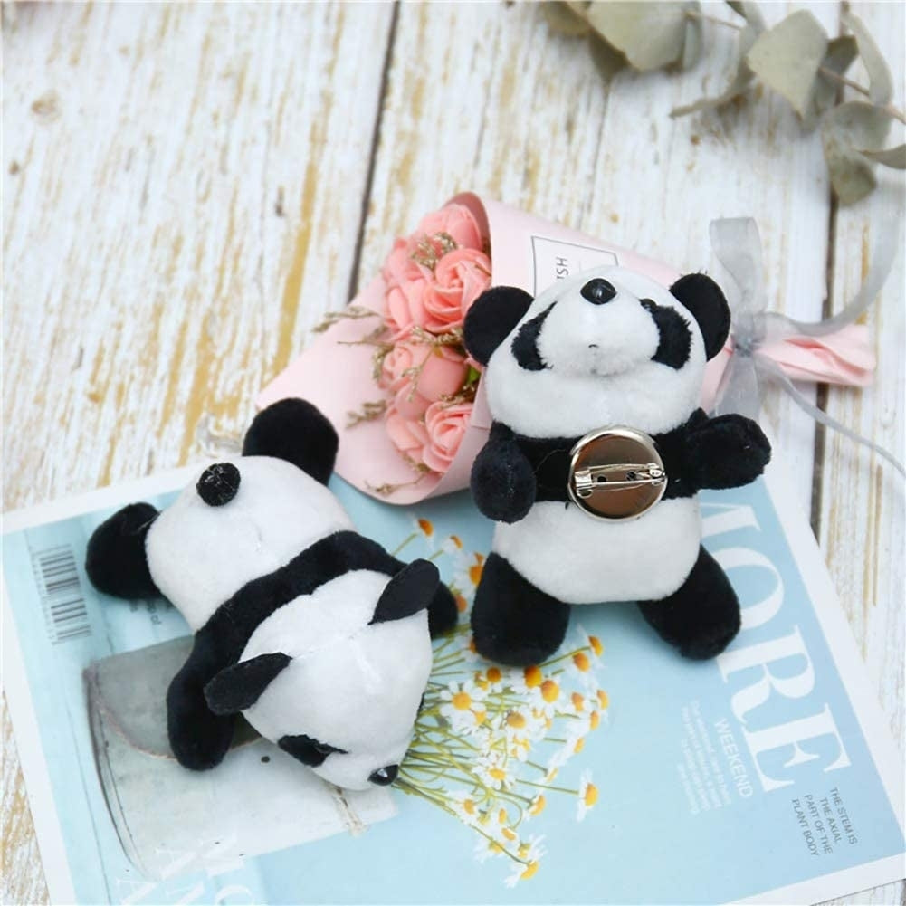 Cute Cartoon Plush Panda Brooch Pin Buckle Clothes Lapel Backpack Decor Gift Image 1