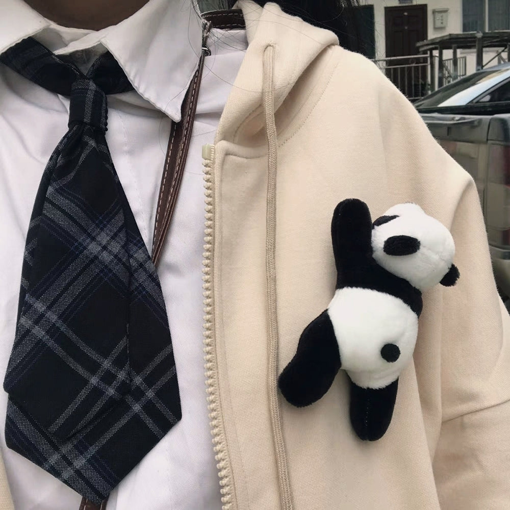 Cute Cartoon Plush Panda Brooch Pin Buckle Clothes Lapel Backpack Decor Gift Image 2