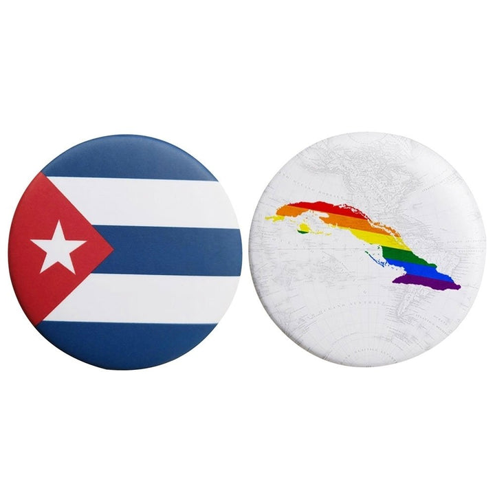 2Pcs Round Cuba National Flag Rainbow Map Brooch Pin Badge Clothes Decor Image 4