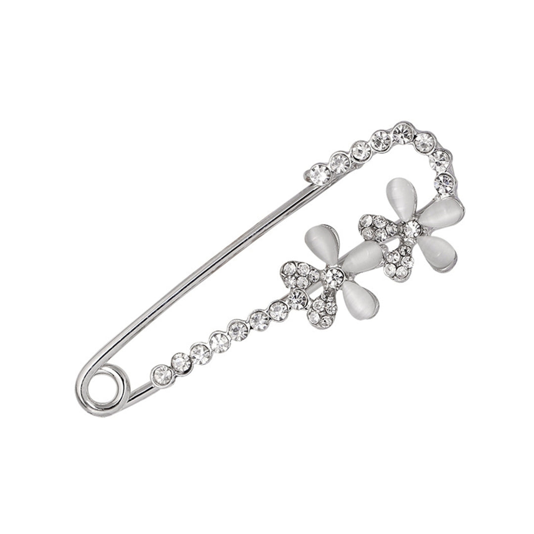 Women Classic Rhinestone Decoration Flower Design Alloy Brooch Pin Jewelry Gift Image 1