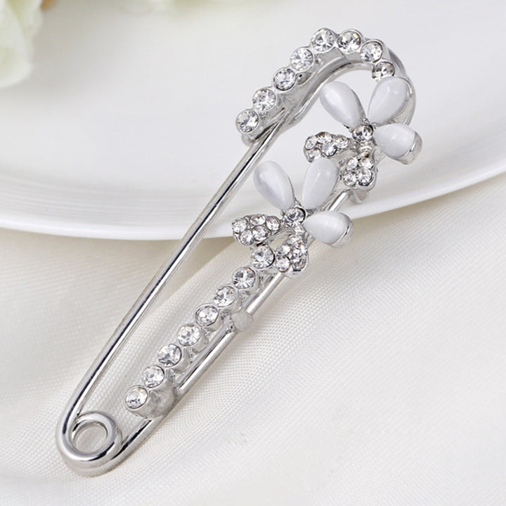 Women Classic Rhinestone Decoration Flower Design Alloy Brooch Pin Jewelry Gift Image 4