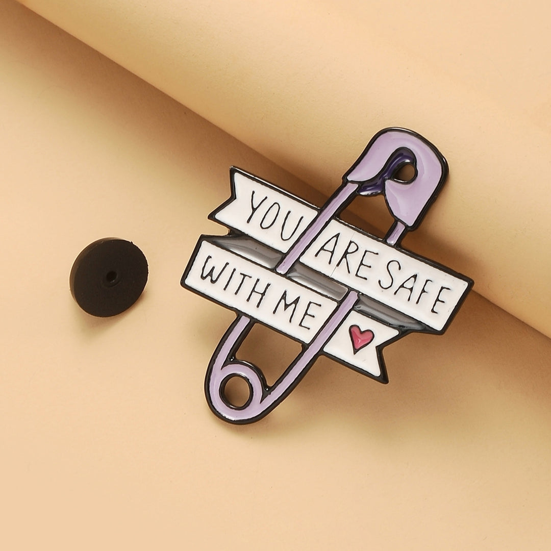 YOU ARE SAFE WITH ME Love Paper Clip Brooch Lapel Pin Badge Clothes Accessory Image 2