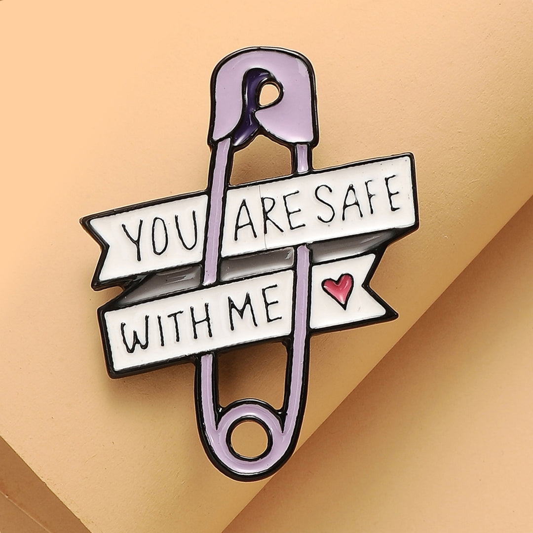 YOU ARE SAFE WITH ME Love Paper Clip Brooch Lapel Pin Badge Clothes Accessory Image 3