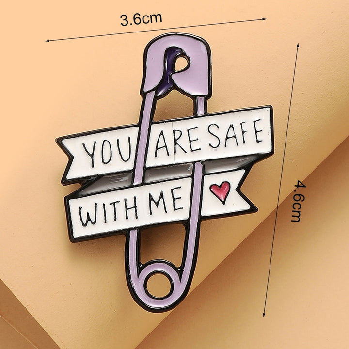 YOU ARE SAFE WITH ME Love Paper Clip Brooch Lapel Pin Badge Clothes Accessory Image 4