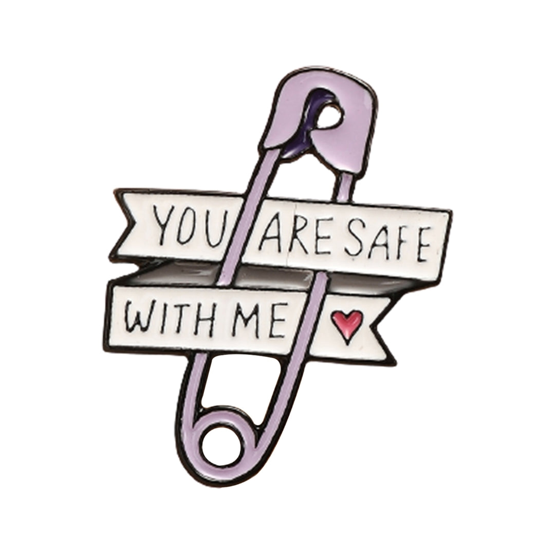 YOU ARE SAFE WITH ME Love Paper Clip Brooch Lapel Pin Badge Clothes Accessory Image 6