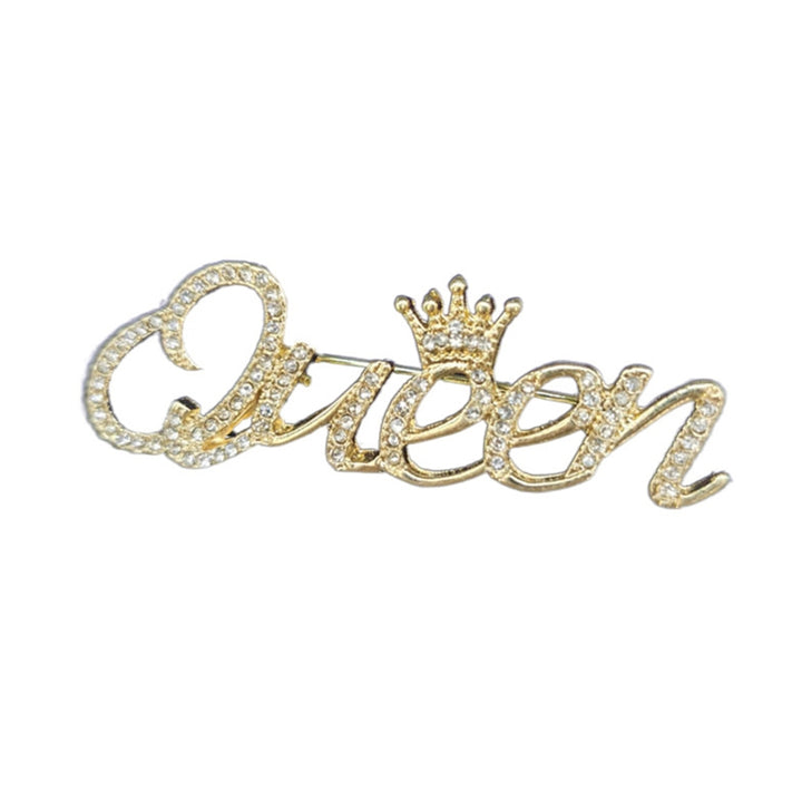 Fashion Women Rhinestone Queen Letter Crown Shape Decor Brooch Pin Jewelry Gift Image 6