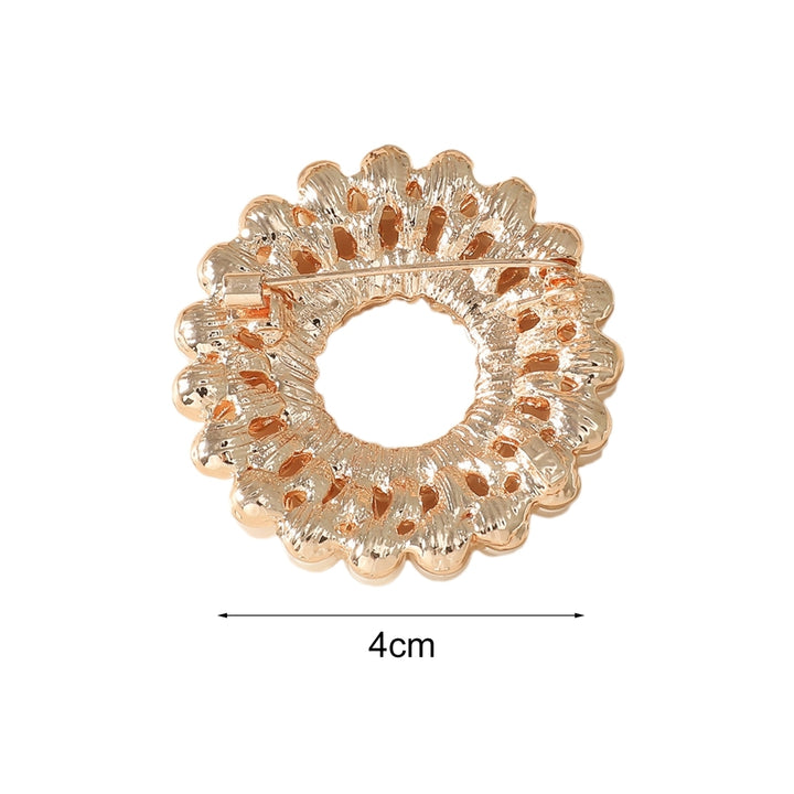 Women Round Faux Pearl Rhinestone Decor Brooch Pin Corsage Fashion Accessory Image 4