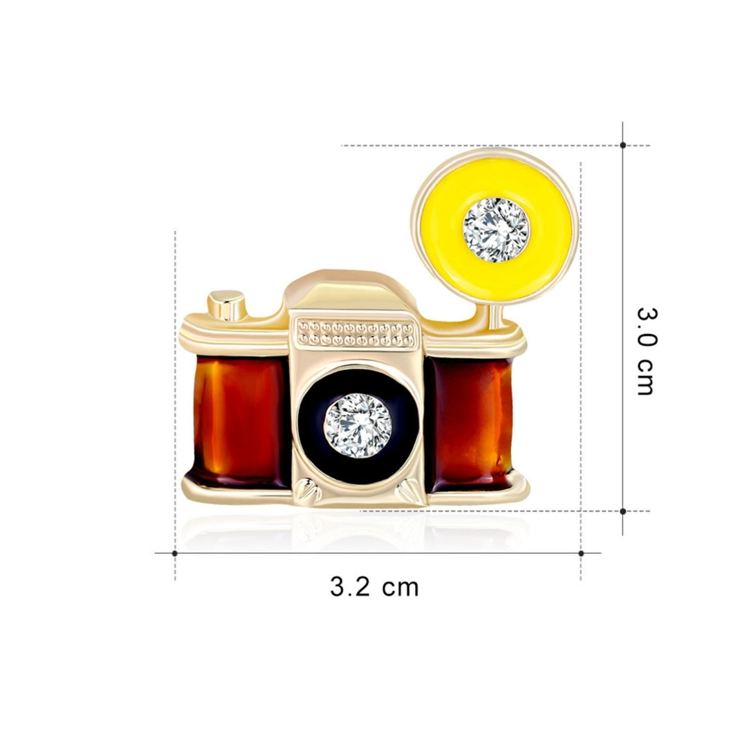 Retro Brown Enamel Camera Shape Clothes Bag Brooch Pin Jewelry Accessories Gift Image 4