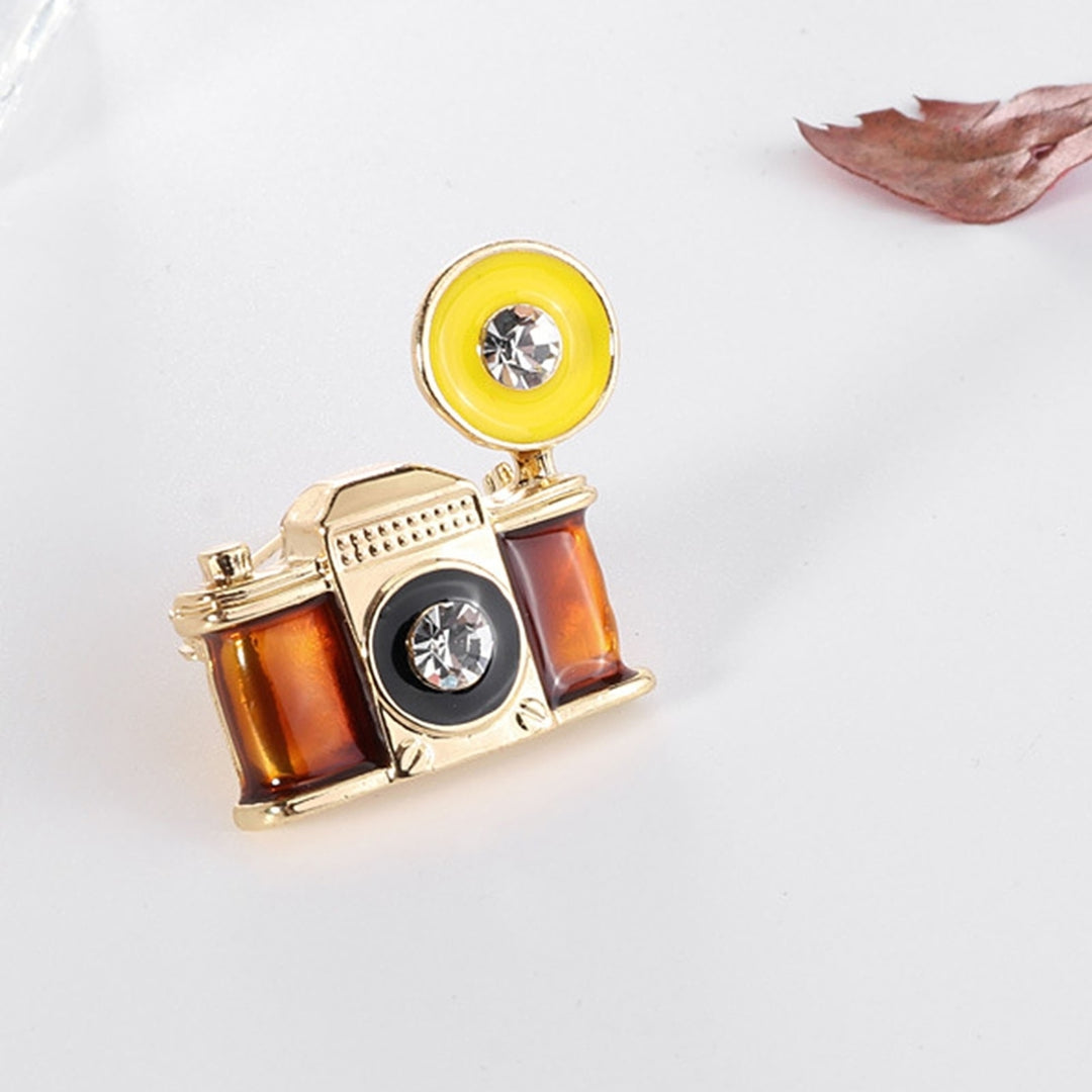 Retro Brown Enamel Camera Shape Clothes Bag Brooch Pin Jewelry Accessories Gift Image 7