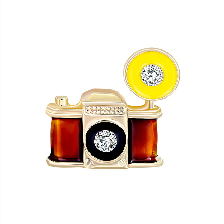 Retro Brown Enamel Camera Shape Clothes Bag Brooch Pin Jewelry Accessories Gift Image 10